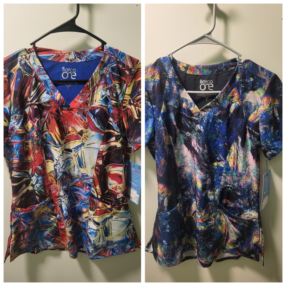 Barco Uniforms Graphic Blue and Red Blouse